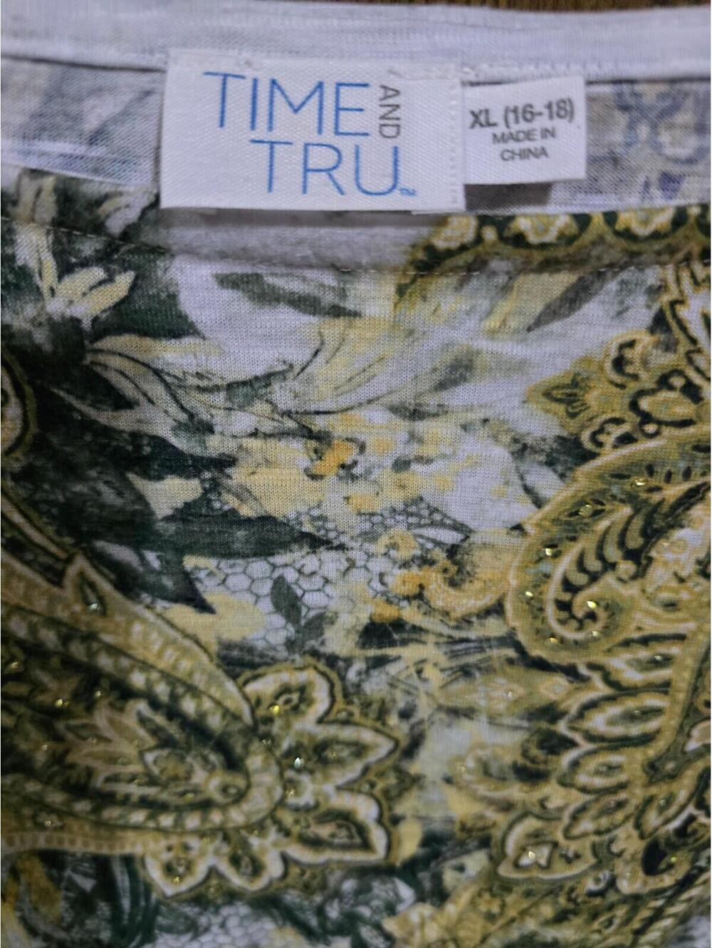 Time & True Green Pullover Top Knotted Front Size XL (16-18) - Picture 4 of 4